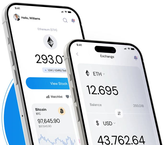 AI-powered crypto trading robot illustration